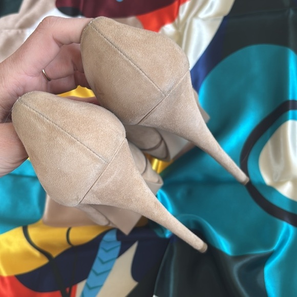 Yves Saint Laurent Suede Cream Platform Pumps Stiletto Heels Neutral Italy - Picture 15 of 16